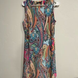 Tommy Hilfiger Multicolor Bright Mixed Paisley Dress Boho Size 10